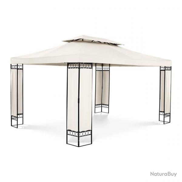 Pergola pavillon barnum tonnelle tente abri gazebo de jardin terrasse beige 3 x 4 m 160 g/m 14_000