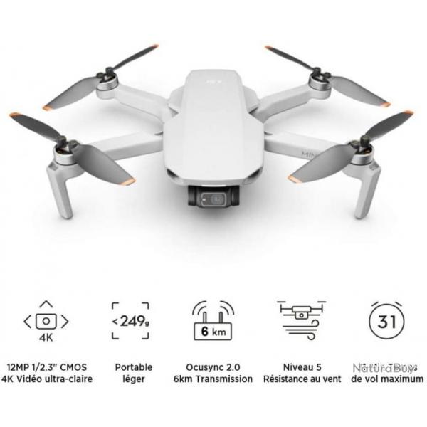 Drone Quadcopter Ultralger et Pliable 3 Axes avec Camra 4K Photo 12MP 31 Minutes de Vol DJI