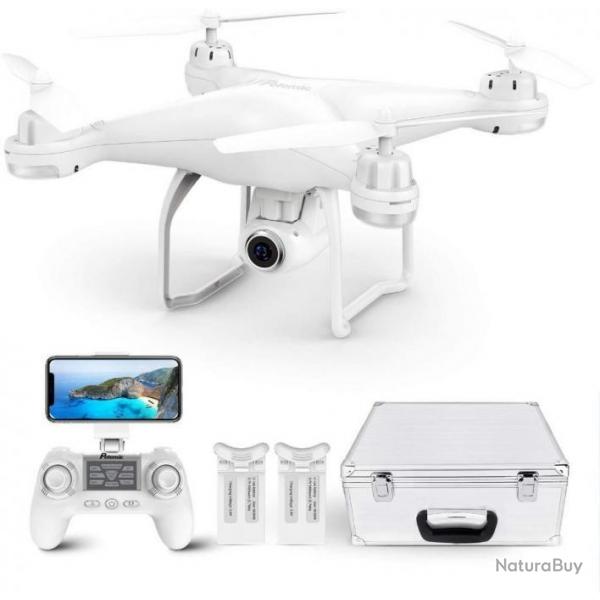 Drone GPS Quadricoptre Camra 120 Grand Angle Rglable HD Tlcommande Deux Batterie+Valise