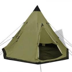Tente de Camping Pour 4 Personnes Vert Kaki Grande Capacité