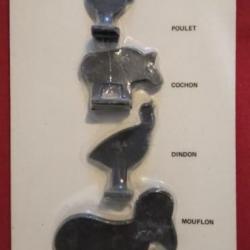 Lot de 4 silhouettes métalliques (poulet, cochon, dindon et mouflon) pour armes à air comprimé