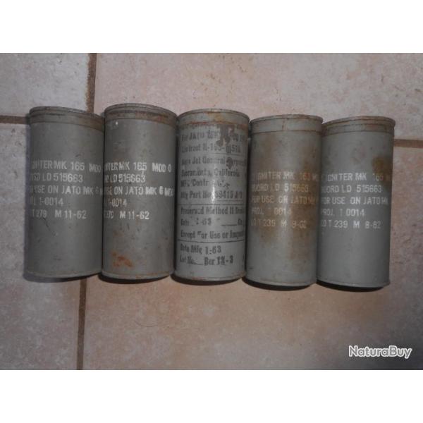 5 tubes conteneur en mtal us 1962 vide