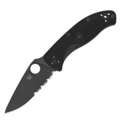C122PSBBK - Couteau pliant semi-cranté Spyderco Tenacious noir