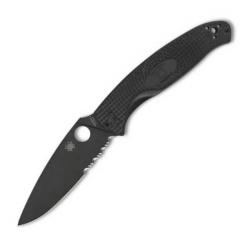 SPY C142PSBBK-Couteau mixte de poche Spyderco Resilience noir