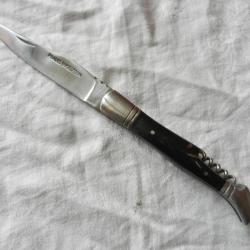couteau de poche manche corne noire Pradel Evolution avec tire bouchon