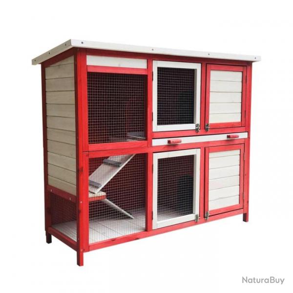 Clapier  lapins cage de rongeurs cabane pour petits animaux table jardin 117,5 cm rouge 16_0002239