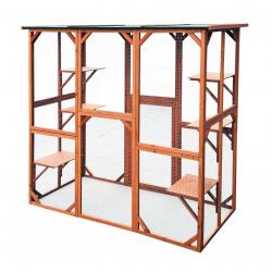 Enclos extérieur parc pour chat bois résistant 180x88x169cm 6 zones de repos 16_0001712