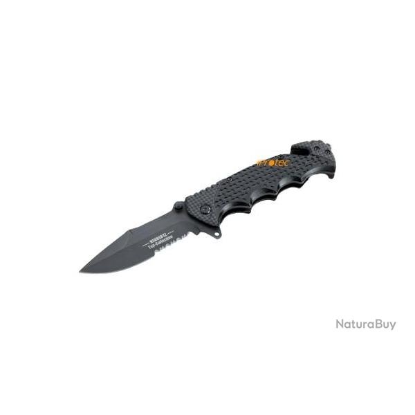 Couteau de survie Herbertz Top Collection avec tui et mallette Lame noire Chasse acier inoxydable