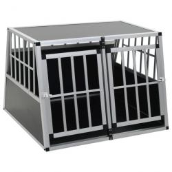 Cage pour chien à double porte 94 x 88 x 69 cm aluminium et MDF noir 02_0000064