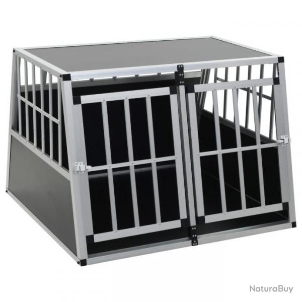 Cage pour chien  double porte 94 x 88 x 69 cm aluminium et MDF noir 02_0000064