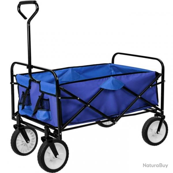 Chariot de jardin pliable 80 kg outils jardinage bleu 08_0000344