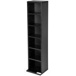 Armoire étagère CD / DVD colonne tour bibliothèque meuble de rangement pour 100 CDs MDF noir 08_000