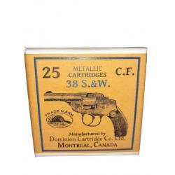 38 SW ou 38 Smith & Wesson: Reproduction boite vide DOMINION Montréal Canada 8979422