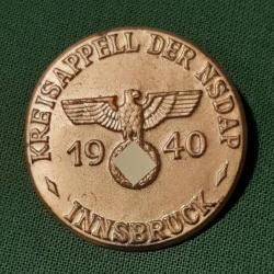 Insigne Kriesappell der NSDAP 1940 Insbruck allemagne WW2 Original