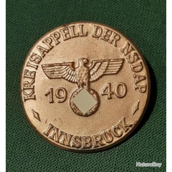 Insigne Kriesappell der NSDAP 1940 Insbruck allemagne WW2 Original