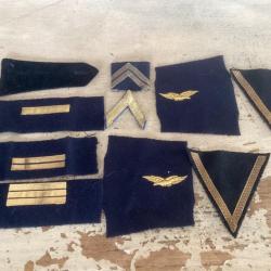 intéressant lot d'insignes/grades en  tissus brodés - armée de l'air - France