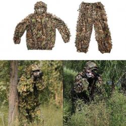 Tenue de camouflage 3D - 2 pièces - Avec capuche - Fermeture éclaire - Livraison gratuite
