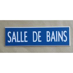Plaque adhésive "SALLE DE BAINS " format 29 x 100 mm fond BLEU