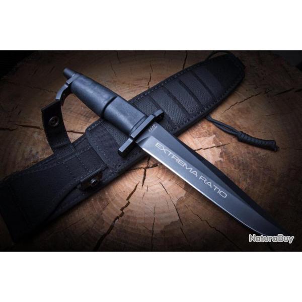 EX0485BLK Extrema Ratio AMF Fixed Blade Black N690 Blade Forprene Handle Cordura Sheath Italy