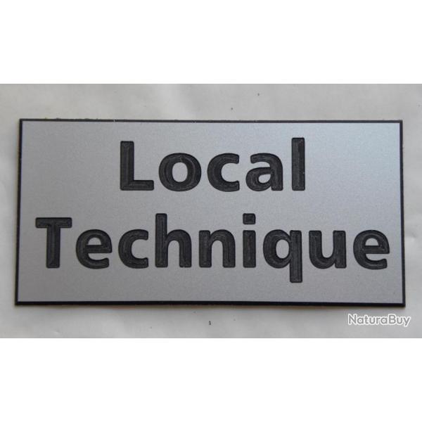 Plaque adhsive "Local Technique" format 48 x 100 mm fond argent