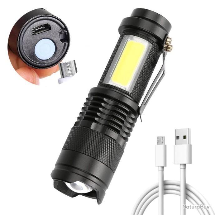 Lampe de poche LED COB rechargeable avec Bande LED latérale KryoLights, À  LED