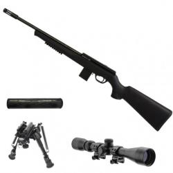 Pack Carabine ISSC SPA 22 Tactical + Bipied double attache + Lunette 3-9x40 + Silencieux - Cal.22LR