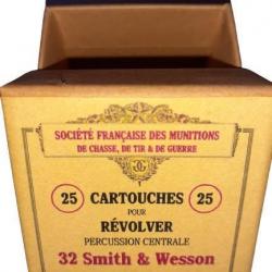 32 SW ou 32 Smith & Wesson: Reproduction boite cartouches (vide) SOCIETE FRANCAISE MUNITIONS 8990206
