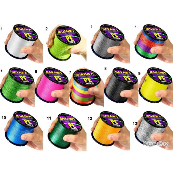 Fil de Peche Multifilament PE 4 brins 300m, Couleur: Au Choix, Modele: