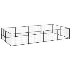 Chenil extérieur cage enclos parc animaux chien noir 8 m² acier 02_0000557
