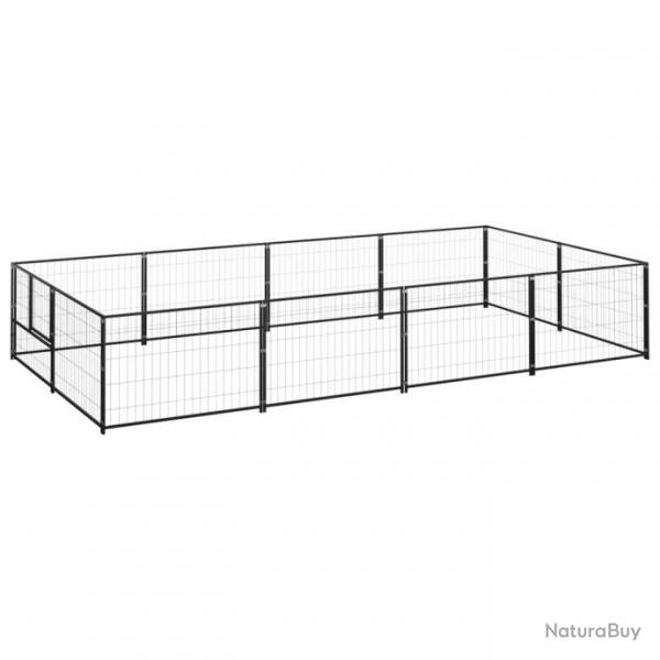 Chenil extrieur cage enclos parc animaux chien noir 8 m acier 02_0000557