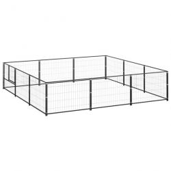 Chenil extérieur cage enclos parc animaux chien noir 9 m² acier 02_0000563