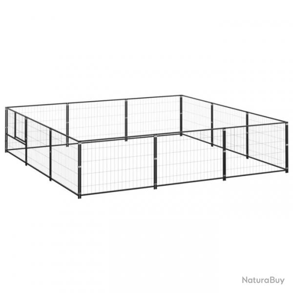 Chenil extrieur cage enclos parc animaux chien noir 9 m acier 02_0000563