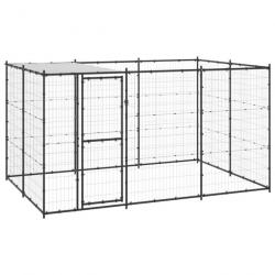 Chenil extérieur cage enclos parc animaux chien extérieur acier avec toit 7,26 m² 02_0000403