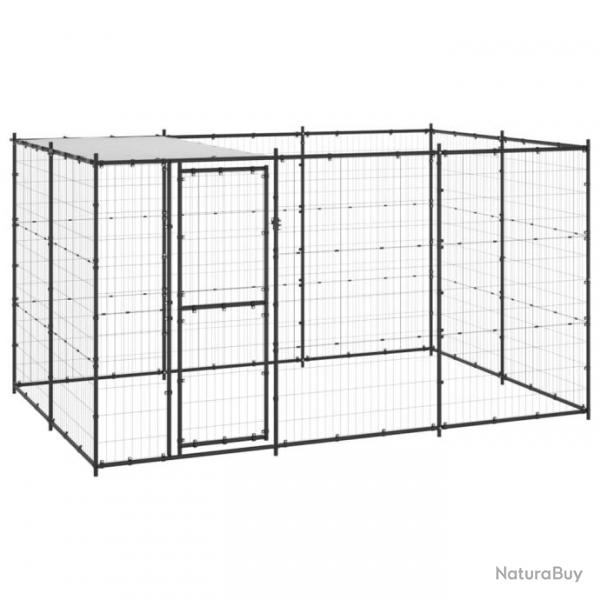 Chenil extrieur cage enclos parc animaux chien extrieur acier avec toit 7,26 m 02_0000403