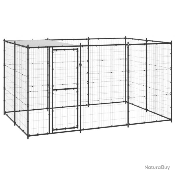 Chenil extrieur cage enclos parc animaux chien extrieur acier avec toit 7,26 m 02_0000403