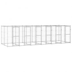 Chenil extérieur cage enclos parc animaux chien extérieur acier galvanisé 14,52 m² 02_0000407