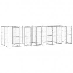 Chenil extérieur cage enclos parc animaux chien extérieur acier galvanisé 14,52 m² 02_0000407