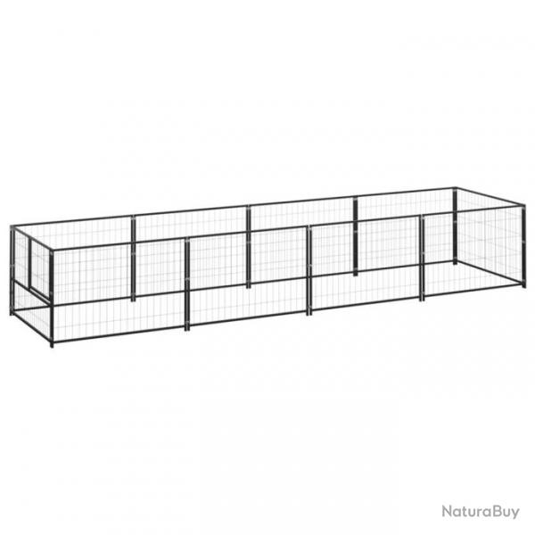 Chenil extrieur cage enclos parc animaux chien noir 4 m acier 02_0000530