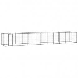 Chenil extérieur cage enclos parc animaux chien extérieur acier avec toit 26,62 m² 02_0000399