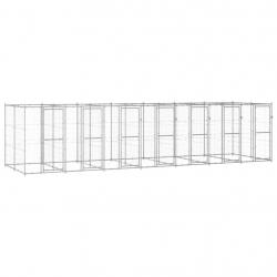 Chenil extérieur cage enclos parc animaux chien extérieur acier galvanisé 16,94 m² 02_0000409