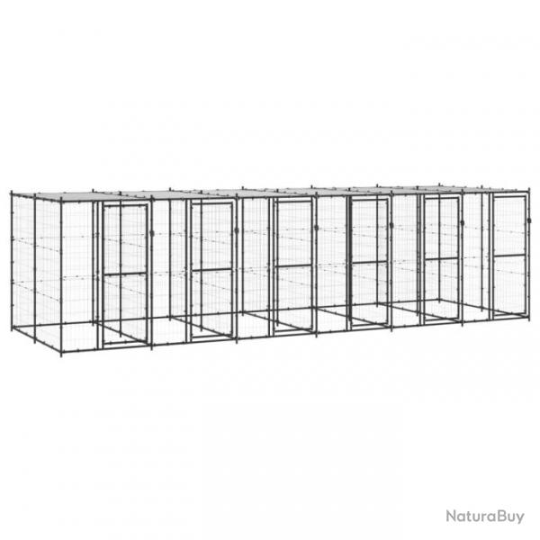 Chenil extrieur cage enclos parc animaux chien extrieur acier avec toit 14,52 m 02_0000391