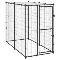 Chenil extérieur cage enclos parc animaux chien d'extérieur pour chiens acier avec toit 110 x 220 x