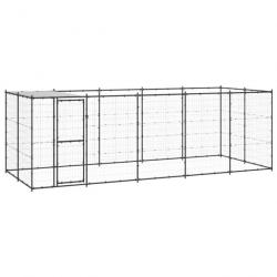 Chenil extérieur cage enclos parc animaux chien extérieur acier avec toit 12,1 m² 02_0000390
