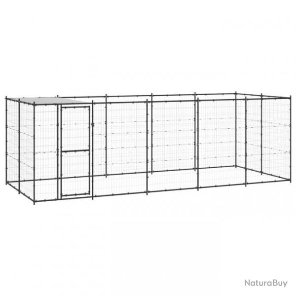 Chenil extrieur cage enclos parc animaux chien extrieur acier avec toit 12,1 m 02_0000390