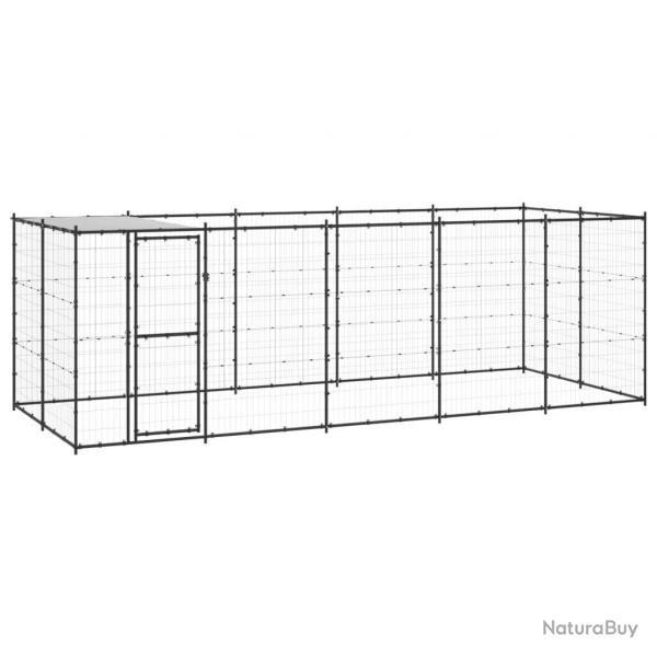 Chenil extrieur cage enclos parc animaux chien extrieur acier avec toit 12,1 m 02_0000390