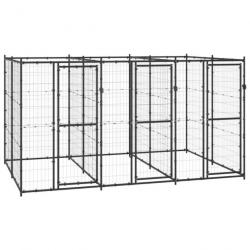 Chenil extérieur cage enclos parc animaux chien extérieur acier 7,26 m² 02_0000385