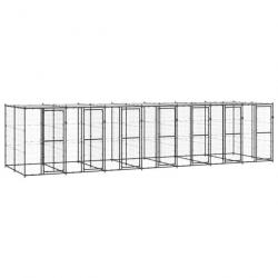 Chenil extérieur cage enclos parc animaux chien extérieur acier avec toit 16,94 m² 02_0000392
