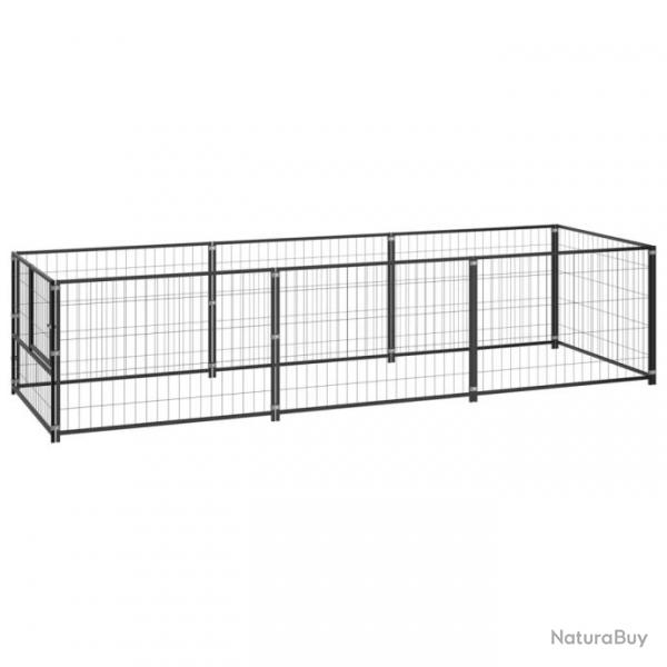 Chenil extrieur cage enclos parc animaux chien noir 3 m acier 02_0000519