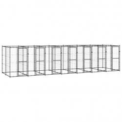 Chenil extérieur cage enclos parc animaux chien extérieur acier 16,94 m² 02_0000382