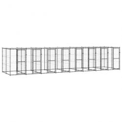 Chenil extérieur cage enclos parc animaux chien extérieur acier avec toit 19,36 m² 02_0000394